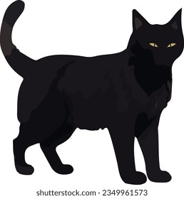 Clip art of realistic black cat_illpainting