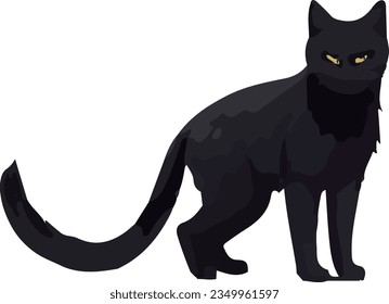 Clip art of realistic black cat_illpainting