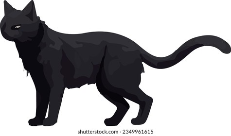 Clip art of realistic black cat_illpainting