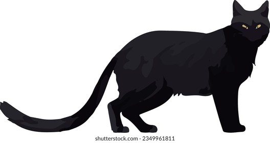 Clip art of realistic black cat_illpainting