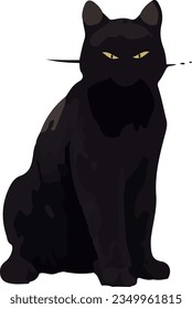 Clip art of realistic black cat_illpainting
