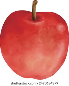 Clip art of red apple in watercolor style