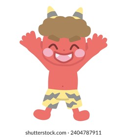 Clip art of red devil smiling with both hands raised