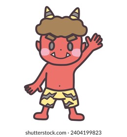 Clip art of red devil standing with one hand raised