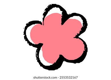Clip art of red flower with brush touch