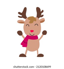 clip art of reindeerin xmas costume with cartoon design,vector illustration