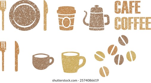 Clip art related to stamp-style cafe