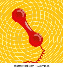 Clip art representation of a classic red phone receiver , conceptual communication icon. Vector eps 10 illustration with transparency effect.