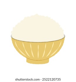 Clip-art de tigela de arroz em que o arroz branco é servido