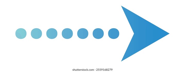 Clip art of right-pointing dotted arrow in business blue gradient.