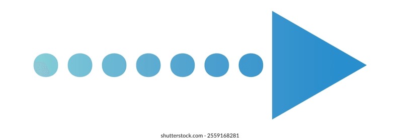 Clip art of right-pointing dotted arrow in business blue gradient.