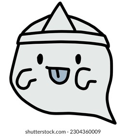 Clip art of round ghost with triangle hood