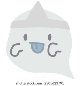 Clip art of round ghost with triangle hood