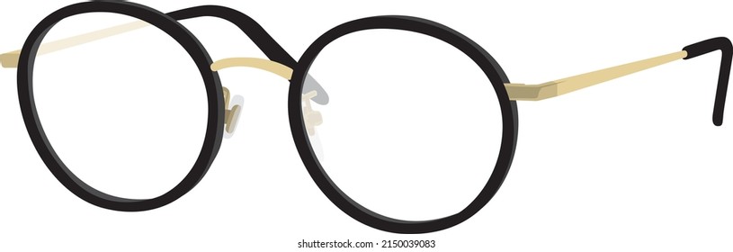Imágenes prediseñadas de gafas redondeadas que se enfrentan a los lados