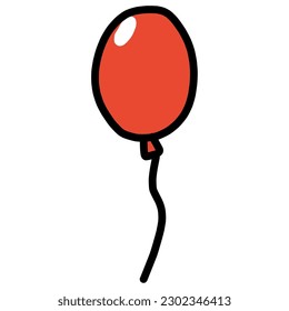 Clip art of round and red simple balloon