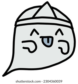 Clip art of round smiling ghost with triangle hood