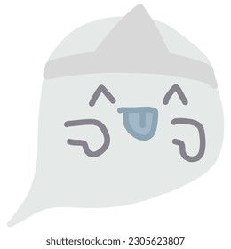 Clip art of round smiling ghost with triangle hood