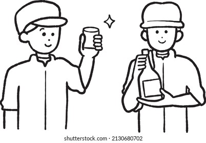 Clip art of sake maker, line art.