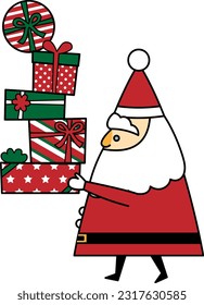 Clip art of Santa Claus carrying presents