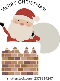Clip art of Santa Claus peeking out of chimney