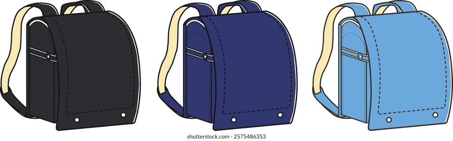 Clip art of school bag cold color