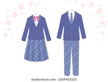 Clip art of school uniform for boys and girls