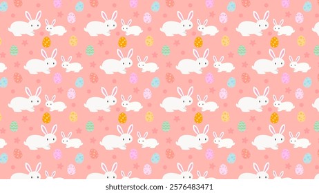 Clip art of seamless background of rabbit and easter egg