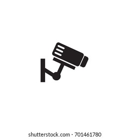 Clip art of security surveillance camera mounted on wall black vector icon isolated on white background