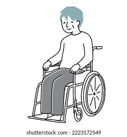 Clip art of senior man riding a wheelchair