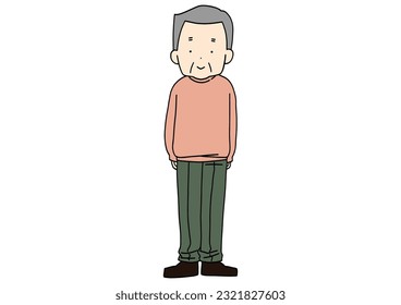 Clip art of senior man standing straight