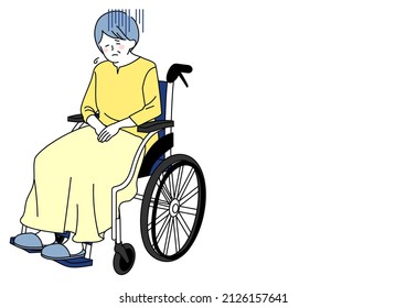 Clip art of a senior who is depressed in a wheelchair