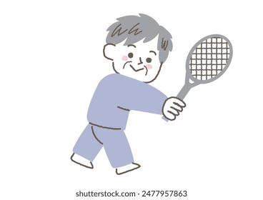 Clip art of senior woman playing tennis