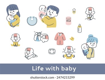  Clip art set about life with baby