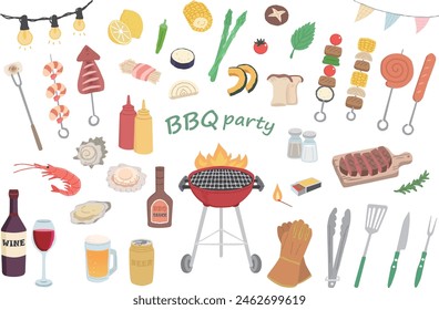 Clip art set of barbecue party