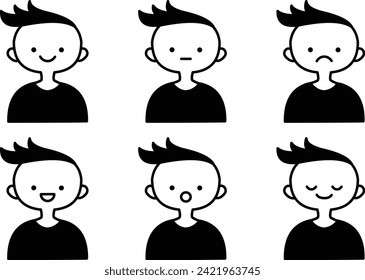 Clip art set of boy of various expressions