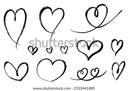 Clip art set of brush touch heart