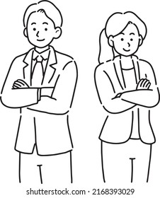 Clip art set of business person, line art.