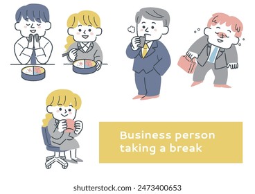 Clip art set of business person at relaxing time