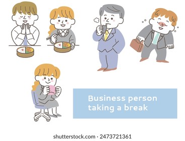 Clip art set of business person at relaxing time