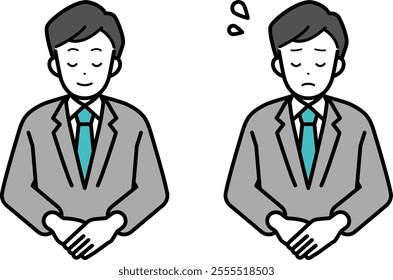 Clip art set of business person man bowing.