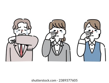 Clip art set of businessman crying