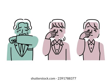 Clip art set of businessman crying