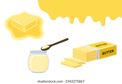 Clip art set of butter and melted butter