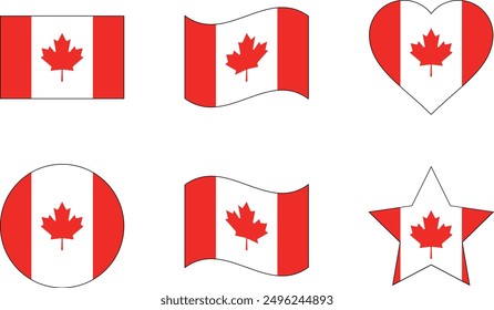 Clip art set of Canadian flag