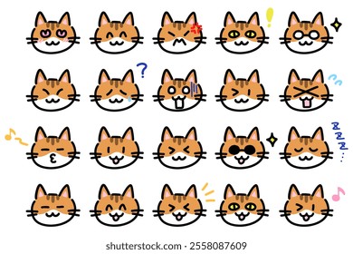 Clip art set of cat of various expressions