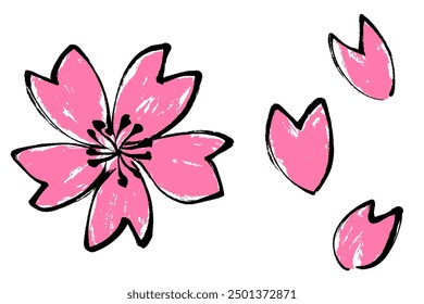 Clip Art Set Kirschblüten mit Pinsel-Touch