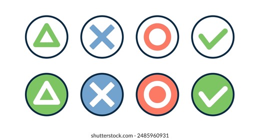 Clip art set of circle, faction, triangle, and check mark