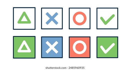 Clip art set of circle, faction, triangle, and check mark