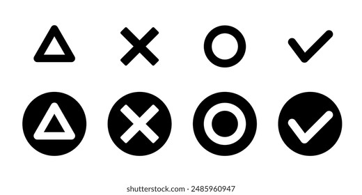 Clip art set of circle, faction, triangle, and check mark