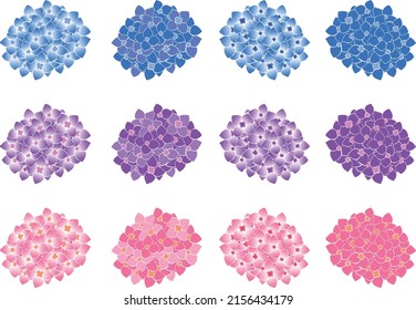 Clip art set of colorful hydrangea flower